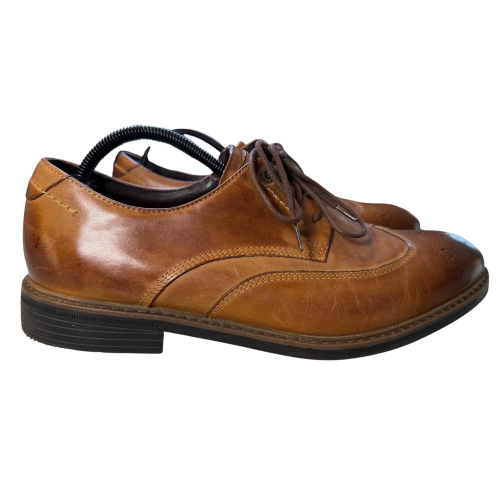 Rockport Wingtip Oxford Dress Shoes Tan Leather Mens‎ Sz 10 Lace Up Trutech